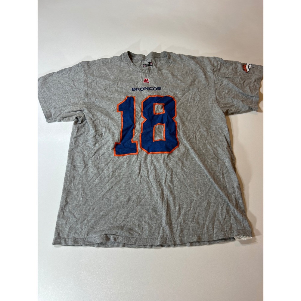 NFL Team Apparel T-Shirt Men's XL Gray Peyton Manning Denver Broncos Jersey Tee